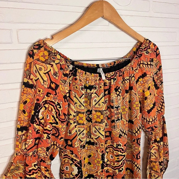 Truth NYC Orange Split Boho Sleeve Off The Shoulder Dress, Women’s Size Small - Picture 8 of 9